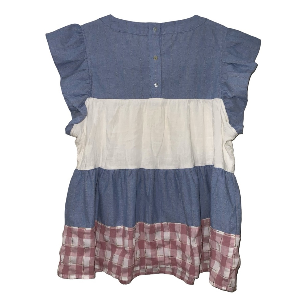 Entro Ruffle Sleeve Color Block Blouse - Picture 5 of 14